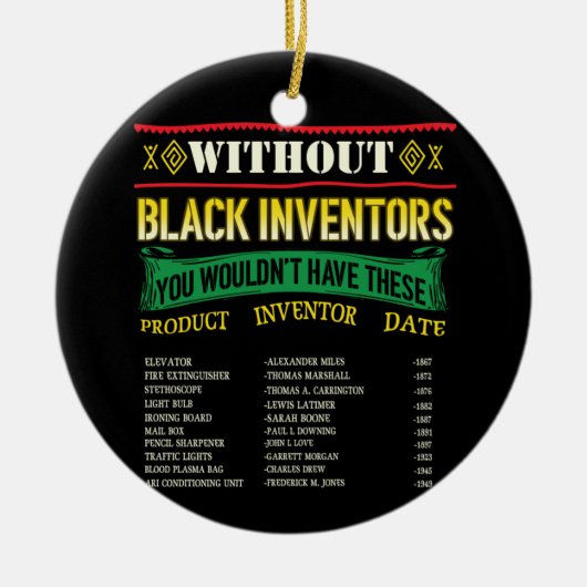 Geschiedenis van zwarte uitvinders Zwarte geschied Keramisch Ornament (Voorkant)