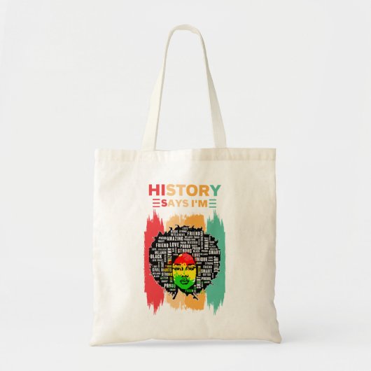 Geschiedenis zegt dat ik ben, Melanin Girl Black H Tote Bag (Voorkant)