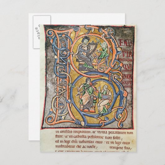 Geschiedeniseerd initiaal B, waarin koning David w Briefkaart (Voorkant / Achterkant)