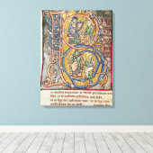 Geschiedeniseerd initiaal B, waarin koning David w Canvas Afdruk (Insitu (Houten vloer))