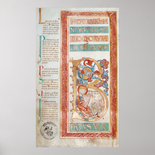 Geschiedeniseerd initiaal B, waarin koning David w Poster