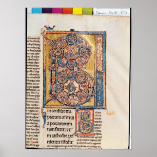 Geschiedeniseerd initiaal B, waarin koning David w Poster