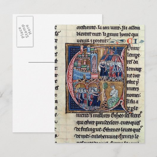 Geschiedeniseerd initiaal "C" met Conrad III-afbee Briefkaart (Voorkant / Achterkant)