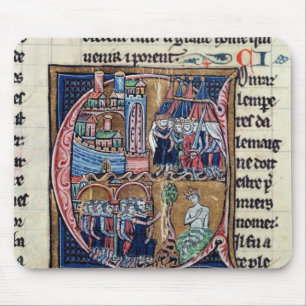 Geschiedeniseerd initiaal "C" met Conrad III-afbee Muismat