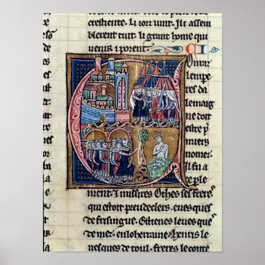 Geschiedeniseerd initiaal "C" met Conrad III-afbee Poster (Voorkant)