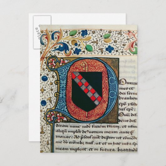 Geschiedeniseerd initiaal "D" met wapenschild Briefkaart (Voorkant / Achterkant)