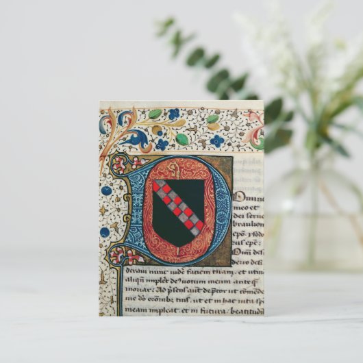 Geschiedeniseerd initiaal "D" met wapenschild Briefkaart (Staand voorkant)