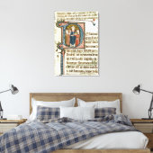 Geschiedeniseerd initiaal "D" waarin een priester  Canvas Afdruk (Insitu (Slaapkamer))