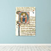 Geschiedeniseerd initiaal "D" waarin een priester  Canvas Afdruk (Insitu (Houten vloer))