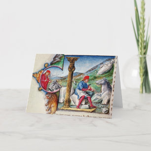 Geschiedeniseerd initiaal "L" Notitiekaartje