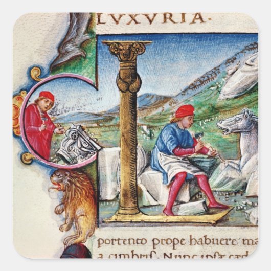 Geschiedeniseerd initiaal "L" Vierkante Sticker (Voorkant)