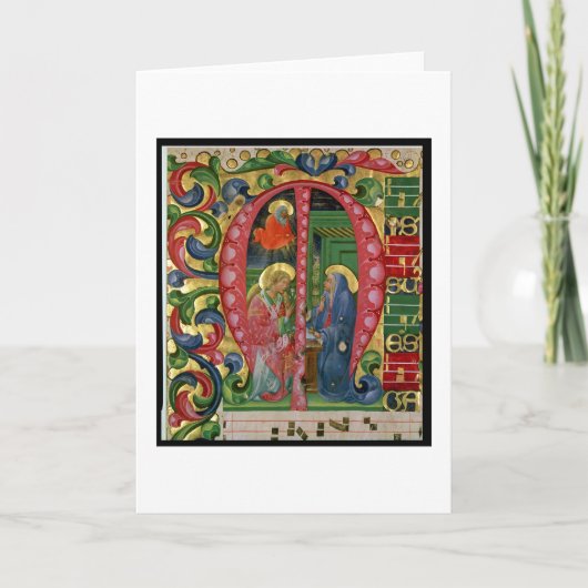 Geschiedeniseerd initiaal "M" met de aankondiging (Voorkant)