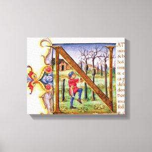 Geschiedeniseerd Initiaal "N" Canvas Afdruk