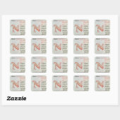 Geschiedeniseerd initiaal "N" Vierkante Sticker (Vel)