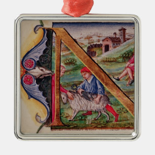 Geschiedeniseerd initiaal "N" voor schapen Metalen Ornament