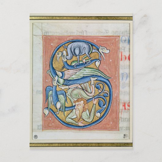 Geschiedeniseerd initiaal 'S' met een acrobaat Briefkaart (Voorkant)