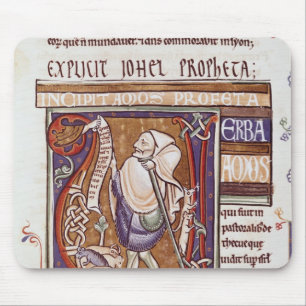 Geschiedeniseerd initiaal V, waarin Amos wordt afg Muismat