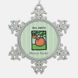 Geschiedenisleraar bedankt, appel tin sneeuwvlok ornament