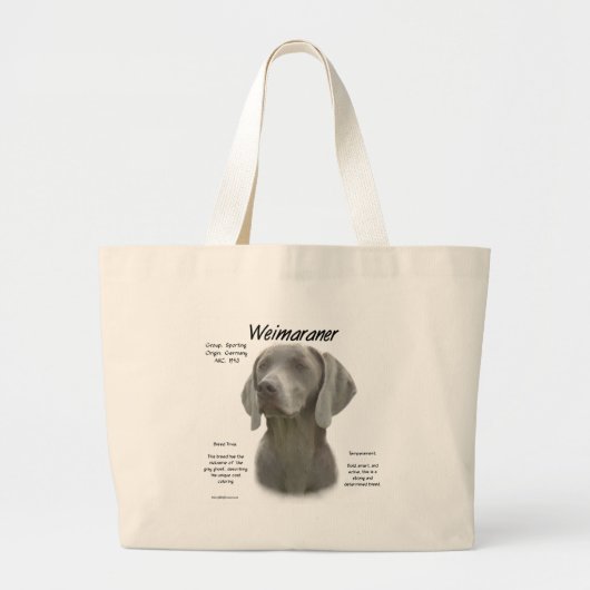 Geschiedenisontwerp weimaraner grote tote bag (Voorkant)