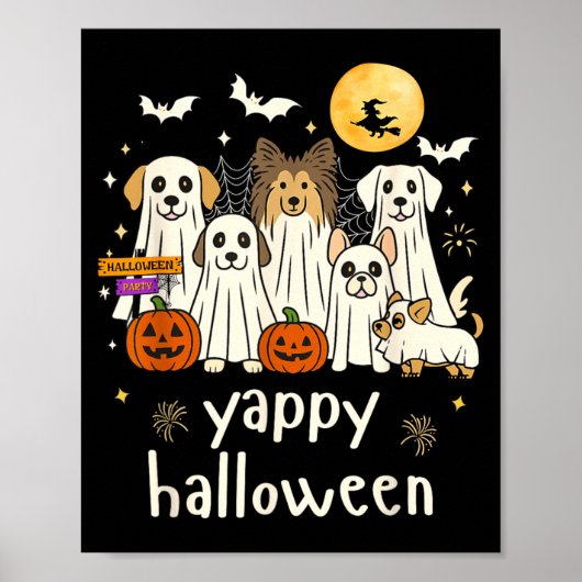 Geschifte Halloween Grappige Hond Geesten Hallowee Poster (Voorkant)