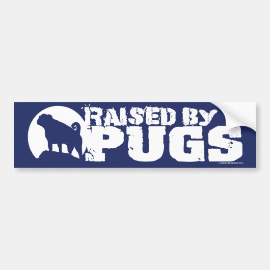 GESCHIKT DOOR PUGS Blue Bumpersticker (Voorkant)