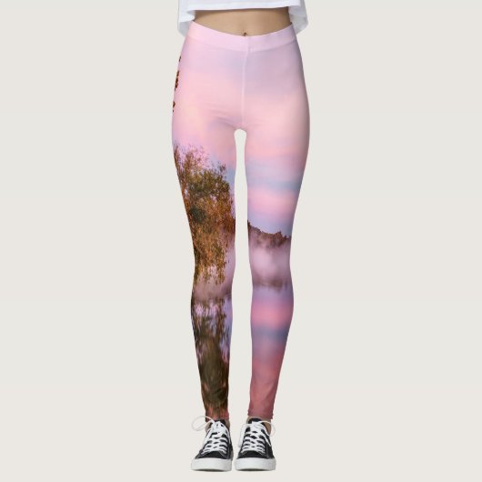 Geschikt roze ochtend leggings (Voorkant)