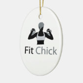 Geschikt voor Chick met Kettlebells Keramisch Ornament (Links)