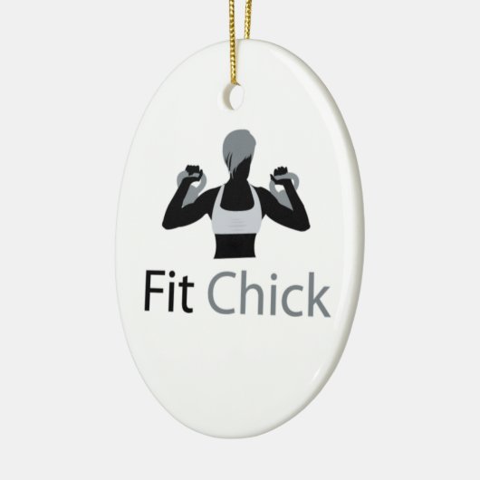 Geschikt voor Chick met Kettlebells Keramisch Ornament (Links)