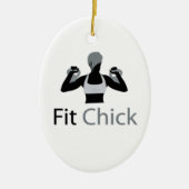 Geschikt voor Chick met Kettlebells Keramisch Ornament (Voorkant)