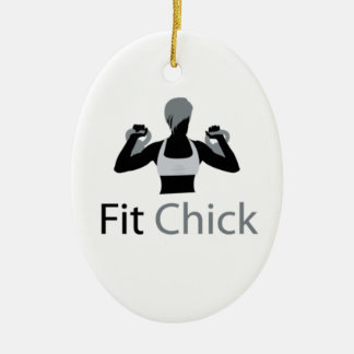 Geschikt voor Chick met Kettlebells Keramisch Ornament