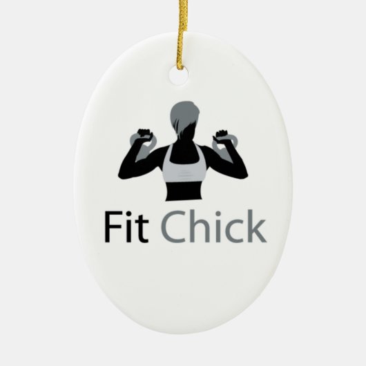 Geschikt voor Chick met Kettlebells Keramisch Ornament (Voorkant)