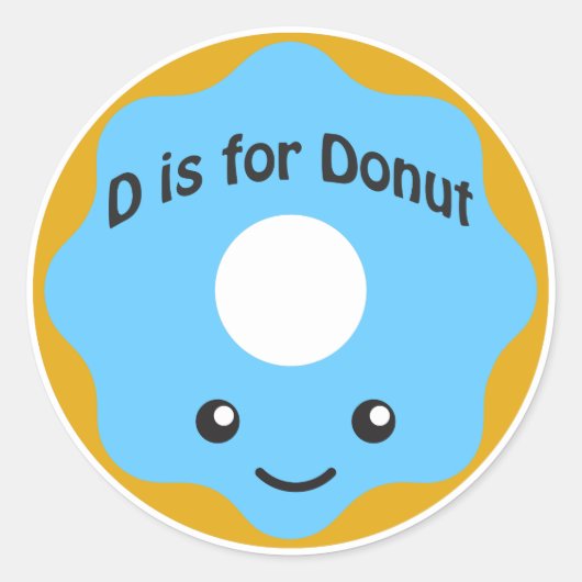 Geschikt voor D is voor Donut Ronde Sticker (Voorkant)