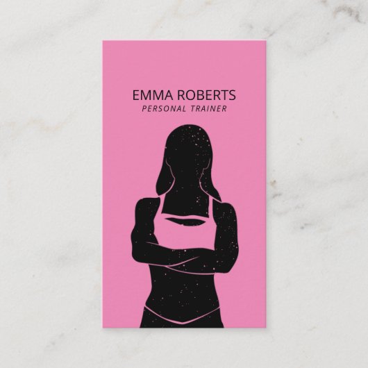 Geschikt voor meisjes Personal Trainer Black & Pin Visitekaartje (Voorkant)