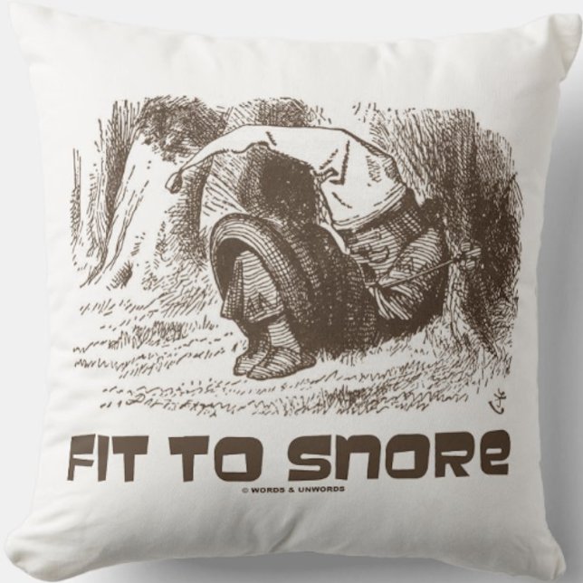 Geschikt voor snurken met rode koning die slaaplan kussen (Throw pillow featuring Wonderland's Red King along with the caption "Fit To Snore")