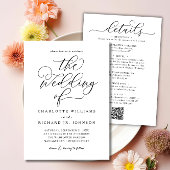 Geschikt zwart script in één QR-code bruiloft Kaart