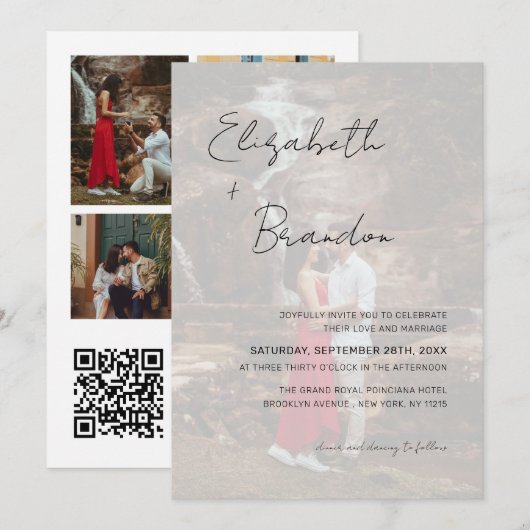 Geschikte begroting 5 Foto's Bindende QR-code RSVP Kaart (Voorkant / Achterkant)