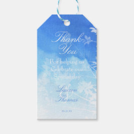 Geschikte blauwe Waterverf Dank je cadeau Labels Cadeaulabel