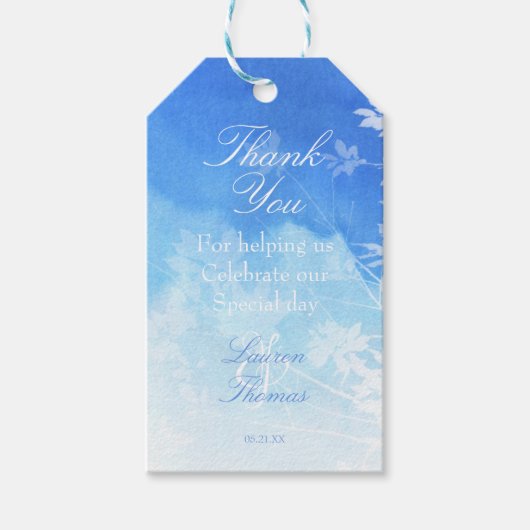 Geschikte blauwe Waterverf Dank je cadeau Labels Cadeaulabel (Voorkant)