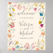 Geschikte bloemfloral Weddenschap Welkomstteken Poster (Voorkant)