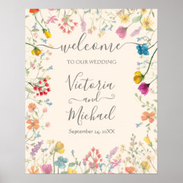Geschikte bloemfloral Weddenschap Welkomstteken Poster