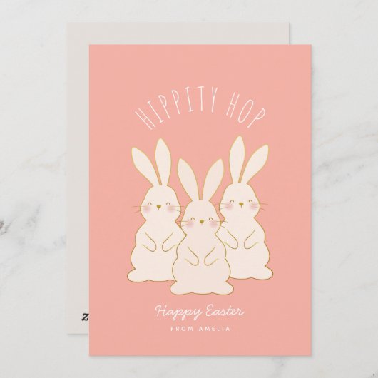 Geschikte Bunnies, aangepast paascadeLabel Feestdagenkaart (Voorkant / Achterkant)