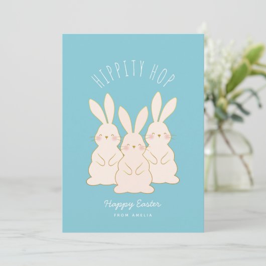 Geschikte Bunnies, aangepast paascadeLabel Feestdagenkaart (Staand voorkant)