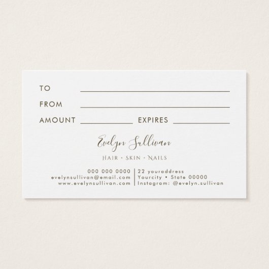 Geschikte cadeaukaart voor details visitekaartje (Achterkant)