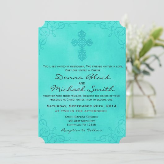 Geschikte interreligieuze huwelijksuitnodigingen kaart (Staand voorkant)