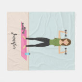 Geschikte meisjesillustratie Gewicht Lifting & Naa Fleece Deken (Voorkant (Horizontaal))
