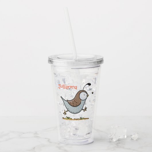 Geschikte quail cartoon illustratie acryl drinkbeker (Voorkant ijs)