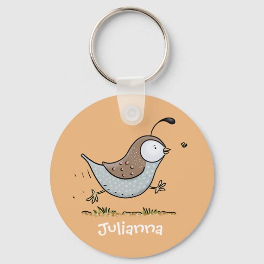 Geschikte quail cartoon illustratie sleutelhanger (Voorkant)