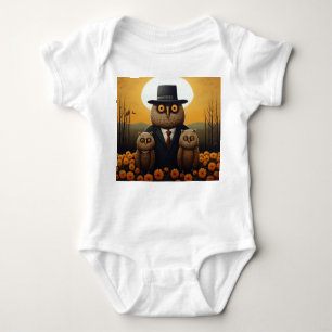 Geschikte Uil en Nakomelingen in een Oranje scheme Romper