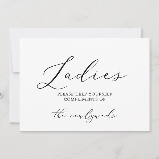 Geschikte zwarte kalligrafie voor dames in badkame kaart (Voorkant)