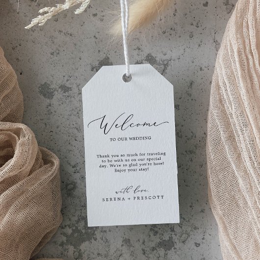 Geschikte zwarte kalligrafie Welkomstwoord Cadeaulabel